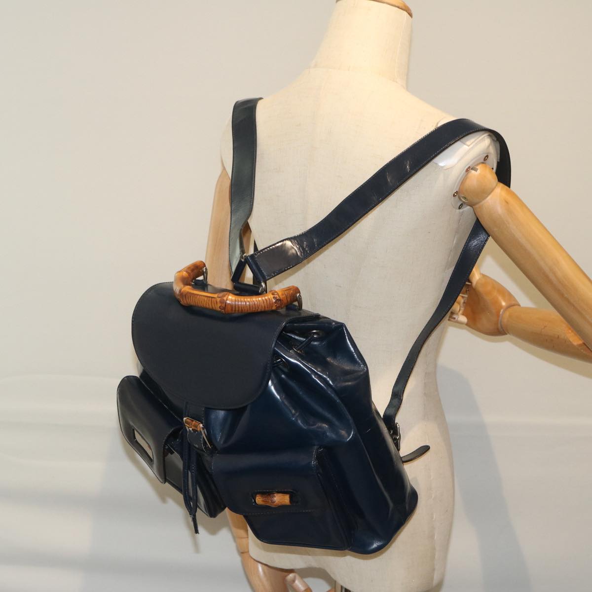 GUCCI Bamboo Backpack Enamel Navy 003 2058 0016 5  60145