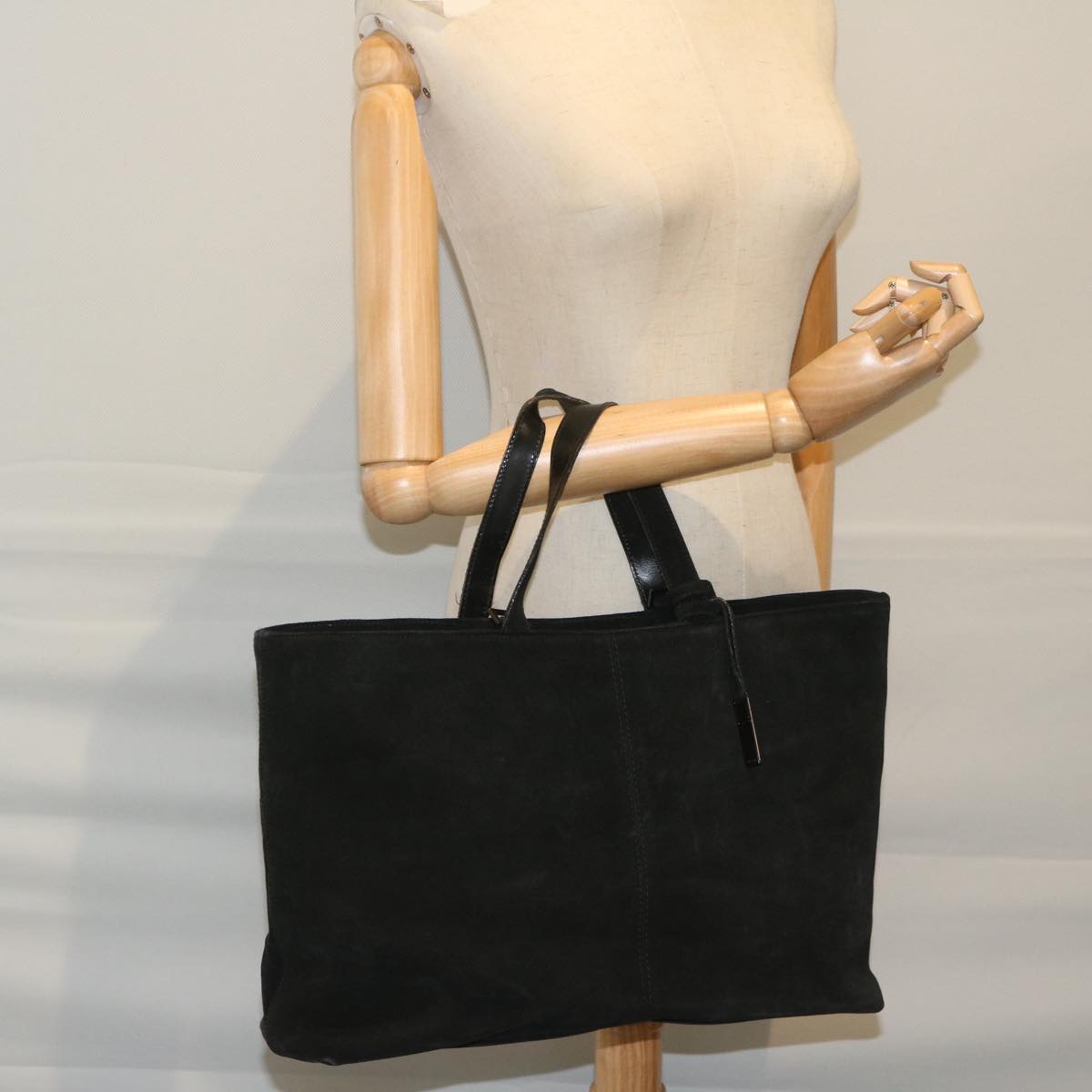GUCCI Tote Bag Suede Leather Black 002 2113 0476  60148