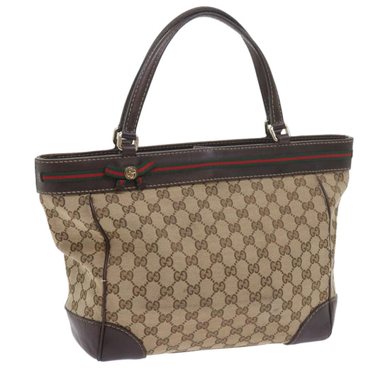 GUCCI GG Canvas Web Sherry Line Tote Bag Red Beige Green 257061  60154