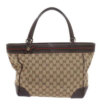 GUCCI GG Canvas Web Sherry Line Tote Bag Red Beige Green 257061  60154