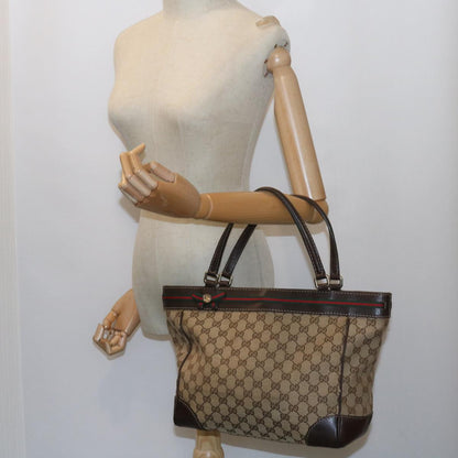 GUCCI GG Canvas Web Sherry Line Tote Bag Red Beige Green 257061  60154