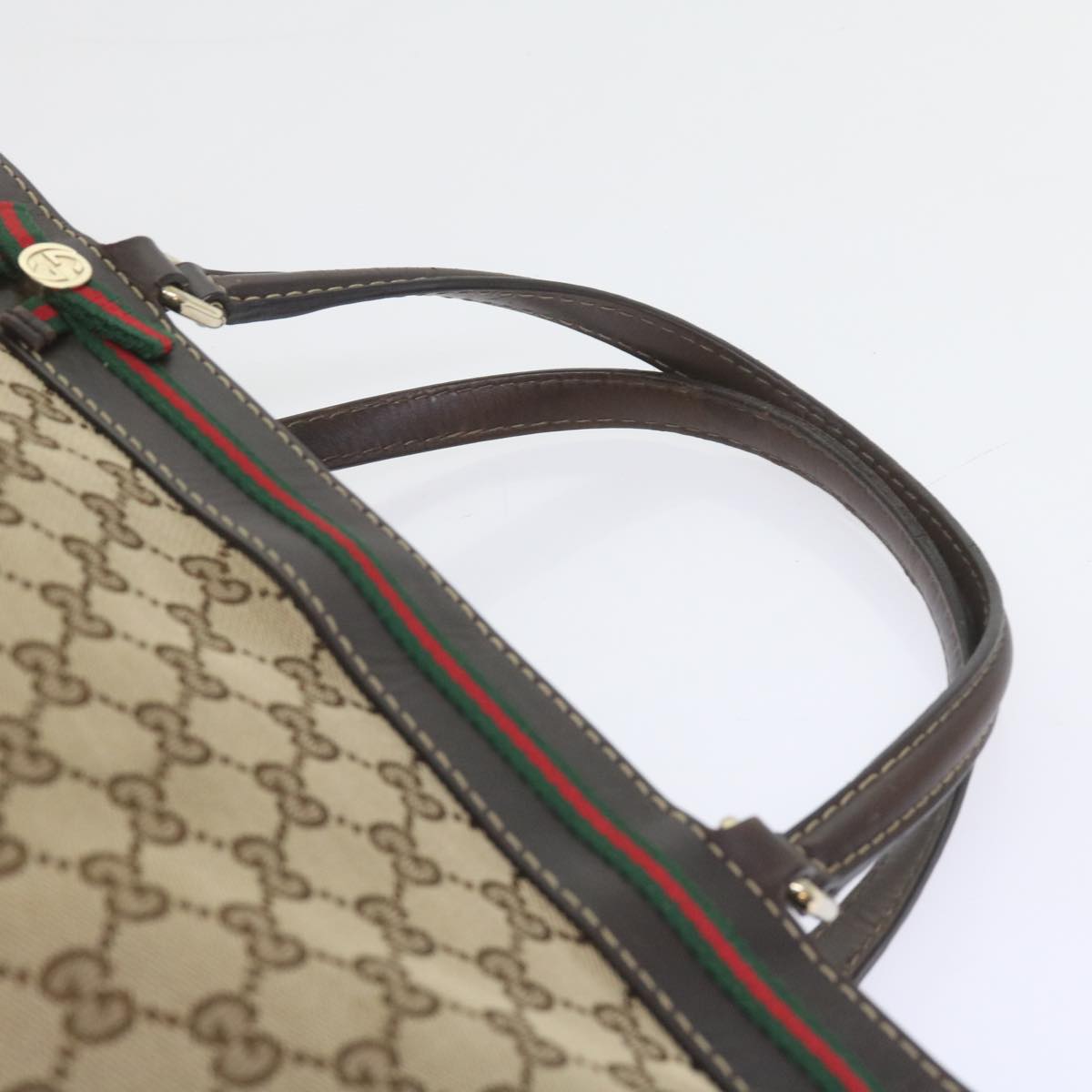 GUCCI GG Canvas Web Sherry Line Tote Bag Red Beige Green 257061  60154