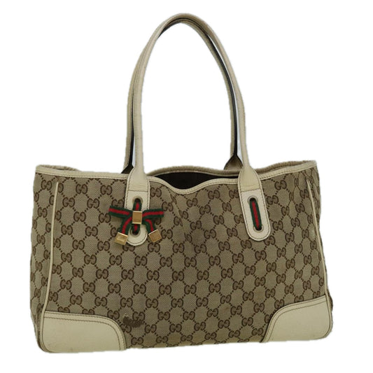 GUCCI GG Canvas Web Sherry Line Tote Bag Beige Red Green 163805  60259