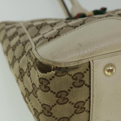 GUCCI GG Canvas Web Sherry Line Tote Bag Beige Red Green 163805  60259