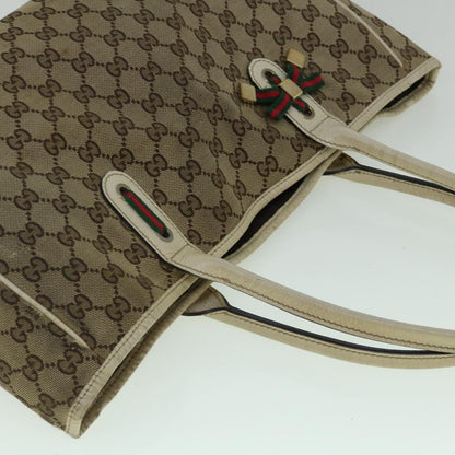 GUCCI GG Canvas Web Sherry Line Tote Bag Beige Red Green 163805  60259