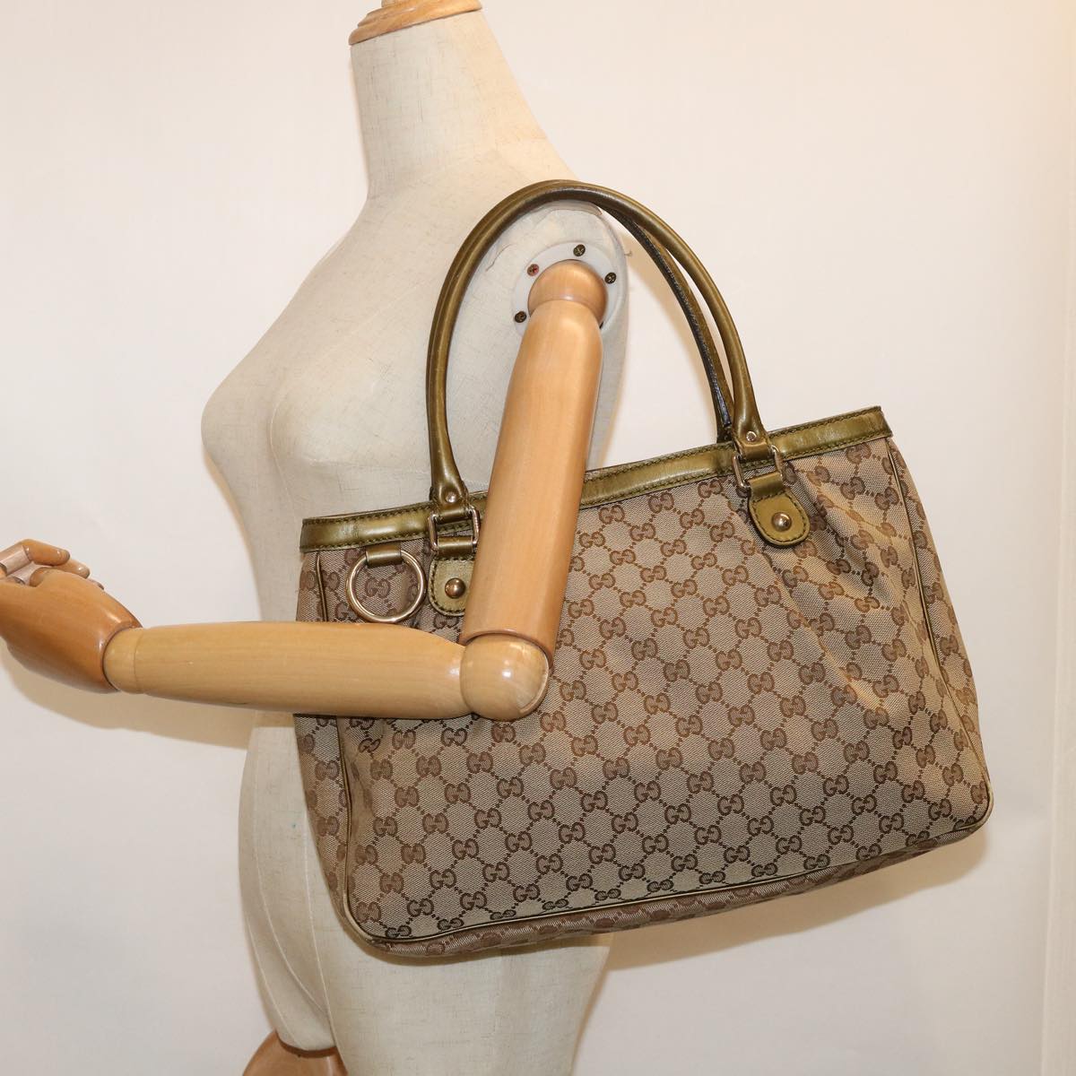 GUCCI GG Canvas Tote Bag Beige 296835  60261