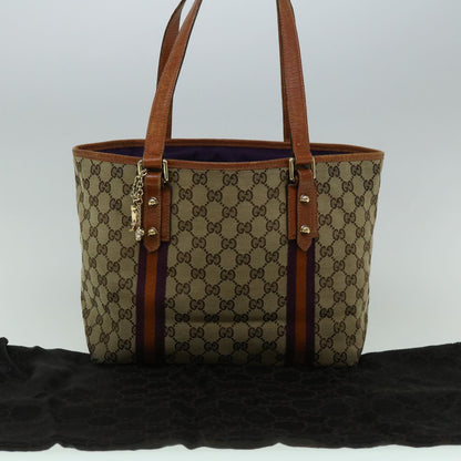 GUCCI GG Canvas Sherry Line Tote Bag Beige Orange purple 137396  60386