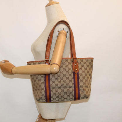 GUCCI GG Canvas Sherry Line Tote Bag Beige Orange purple 137396  60386