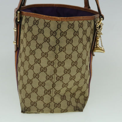 GUCCI GG Canvas Sherry Line Tote Bag Beige Orange purple 137396  60386
