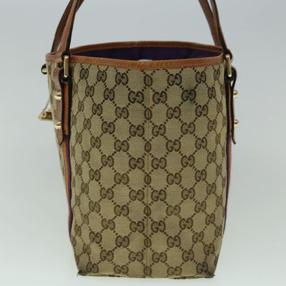GUCCI GG Canvas Sherry Line Tote Bag Beige Orange purple 137396  60386