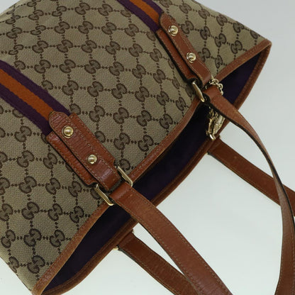 GUCCI GG Canvas Sherry Line Tote Bag Beige Orange purple 137396  60386