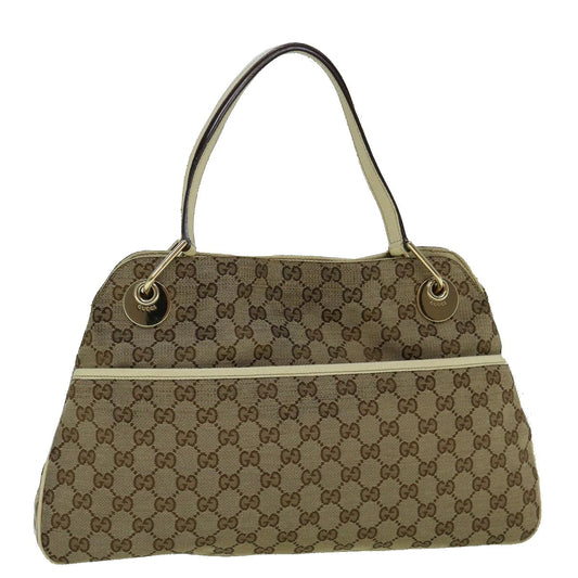 GUCCI GG Canvas Tote Bag Beige White 121023  60389