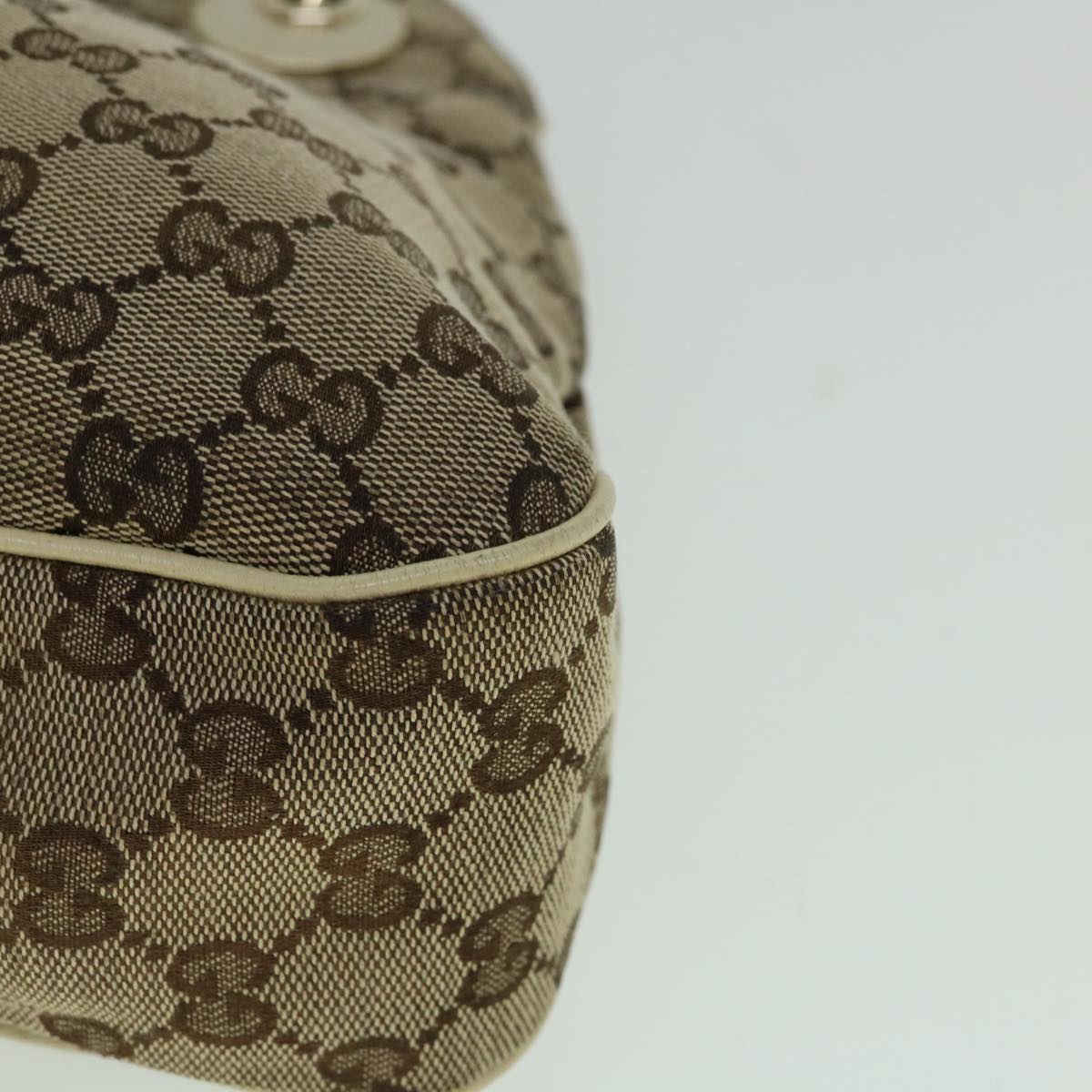 GUCCI GG Canvas Tote Bag Beige White 121023  60389