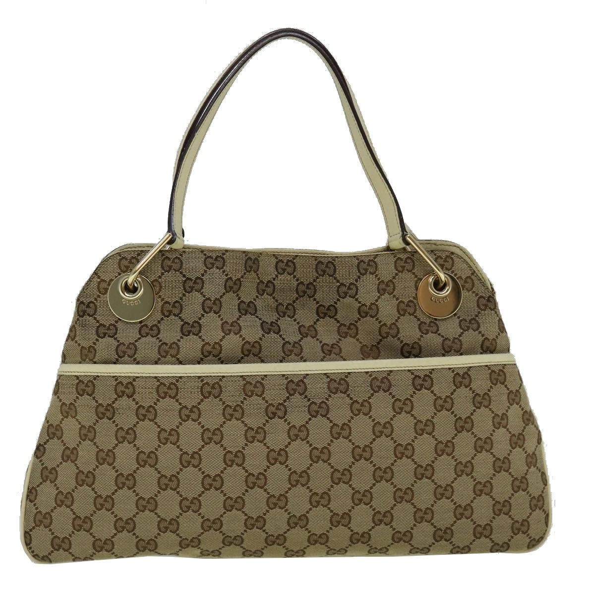 GUCCI GG Canvas Tote Bag Beige White 121023  60389