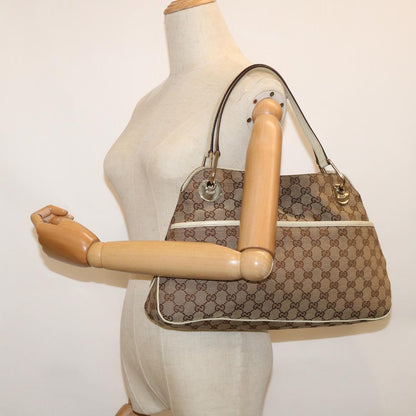 GUCCI GG Canvas Tote Bag Beige White 121023  60389