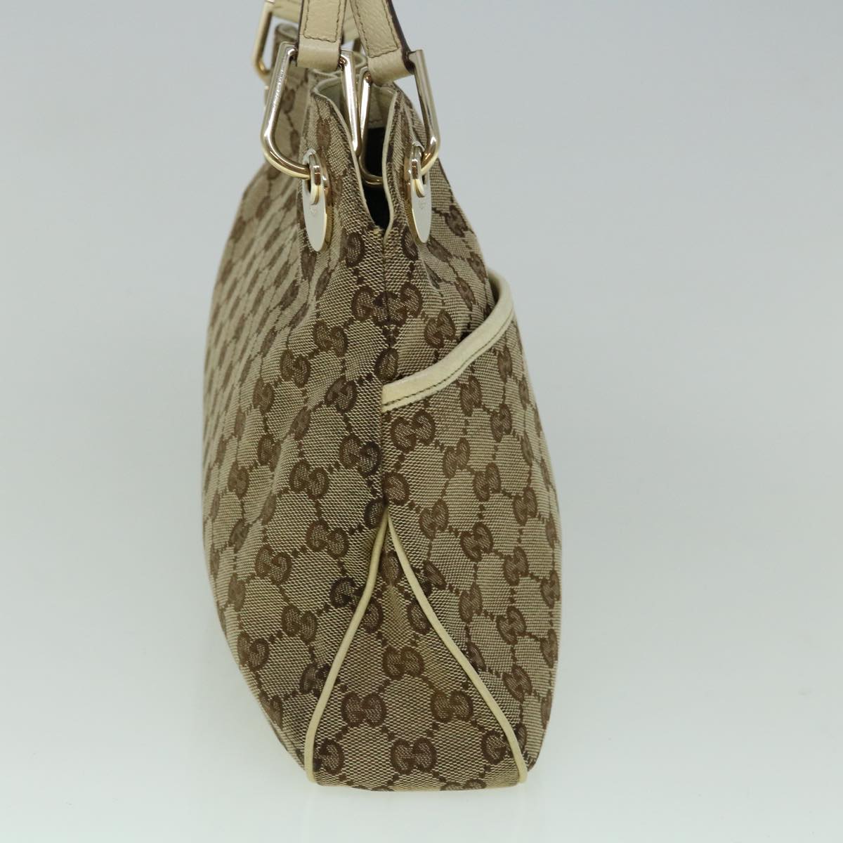 GUCCI GG Canvas Tote Bag Beige White 121023  60389