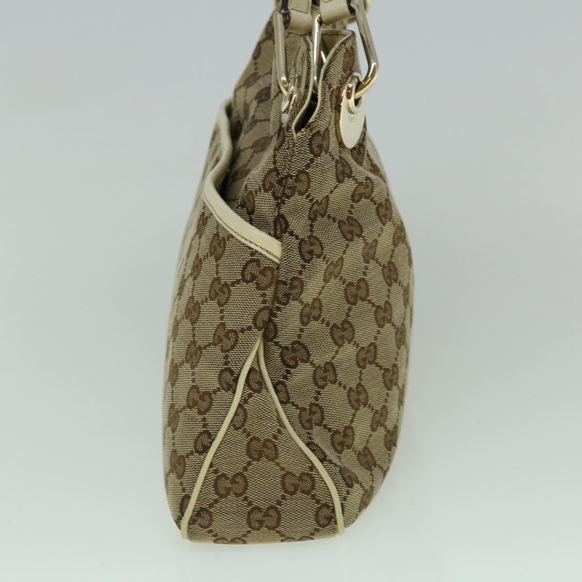 GUCCI GG Canvas Tote Bag Beige White 121023  60389