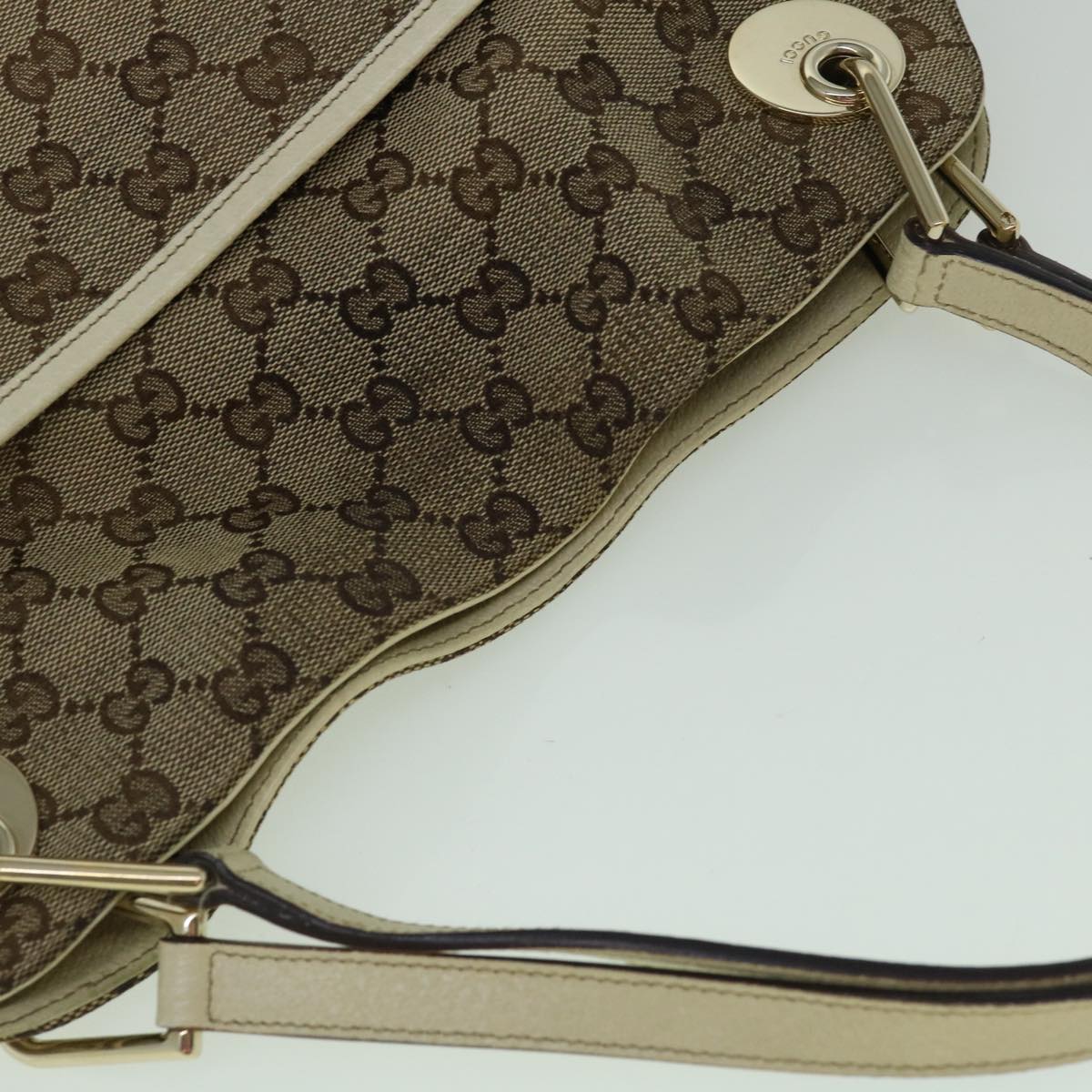GUCCI GG Canvas Tote Bag Beige White 121023  60389