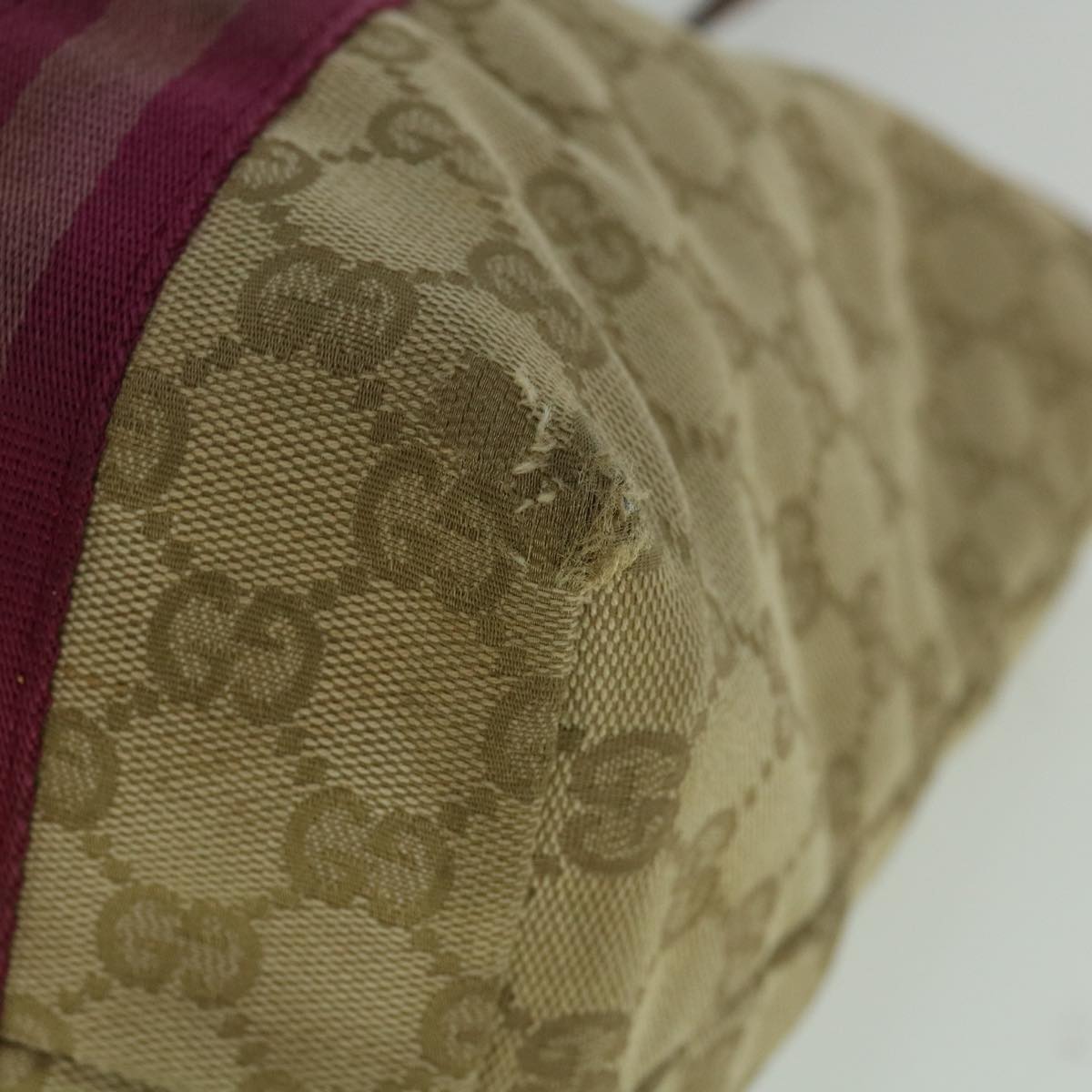 GUCCI GG Canvas Sherry Line Tote Bag Beige Pink 137396  60391