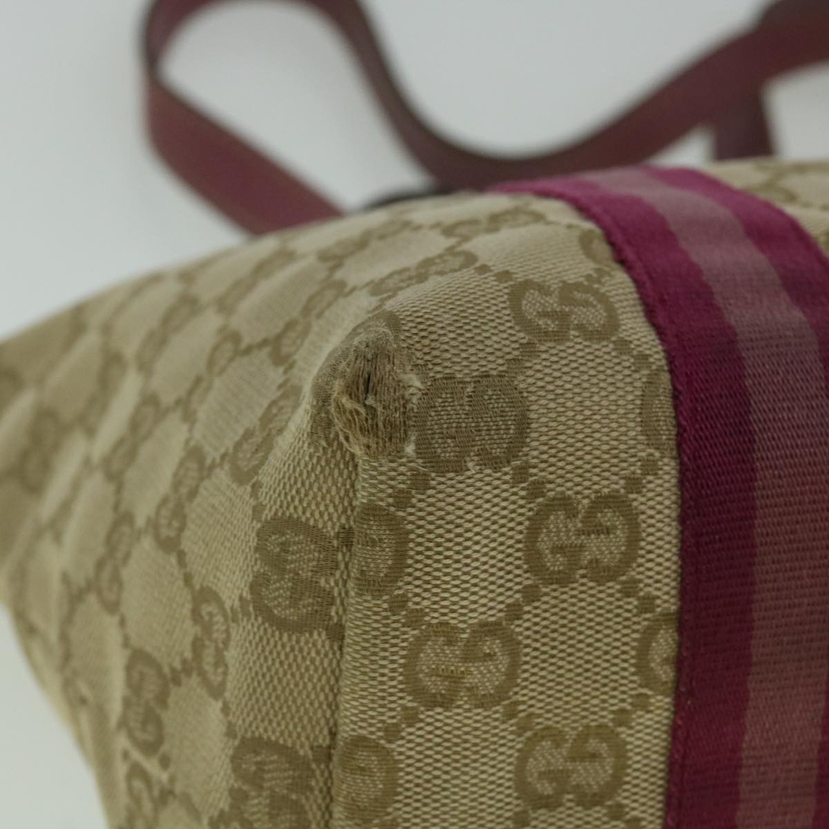 GUCCI GG Canvas Sherry Line Tote Bag Beige Pink 137396  60391