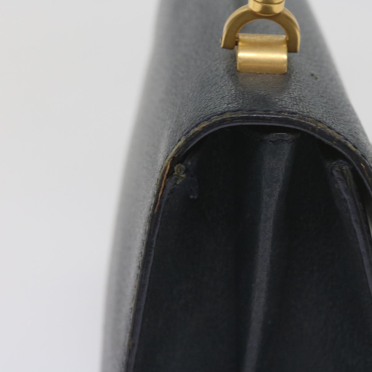 GUCCI Bamboo Hand Bag Leather Navy  60440