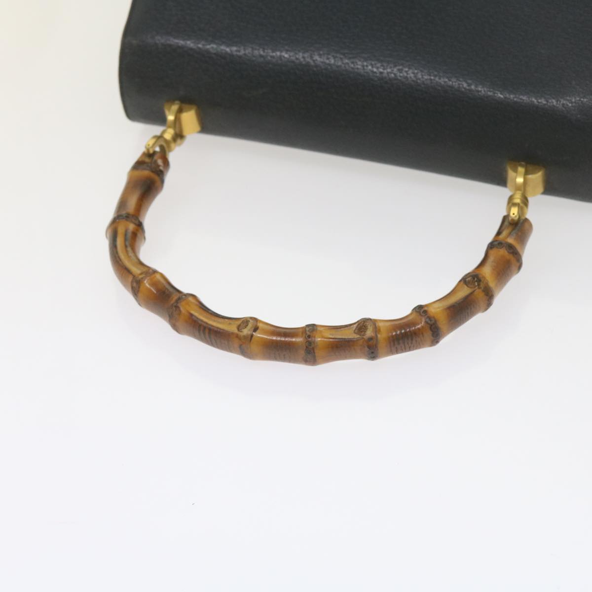 GUCCI Bamboo Hand Bag Leather Navy  60440