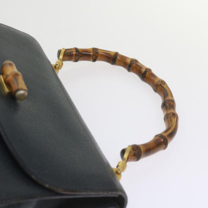 GUCCI Bamboo Hand Bag Leather Navy  60440