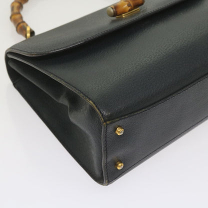 GUCCI Bamboo Hand Bag Leather Navy  60440