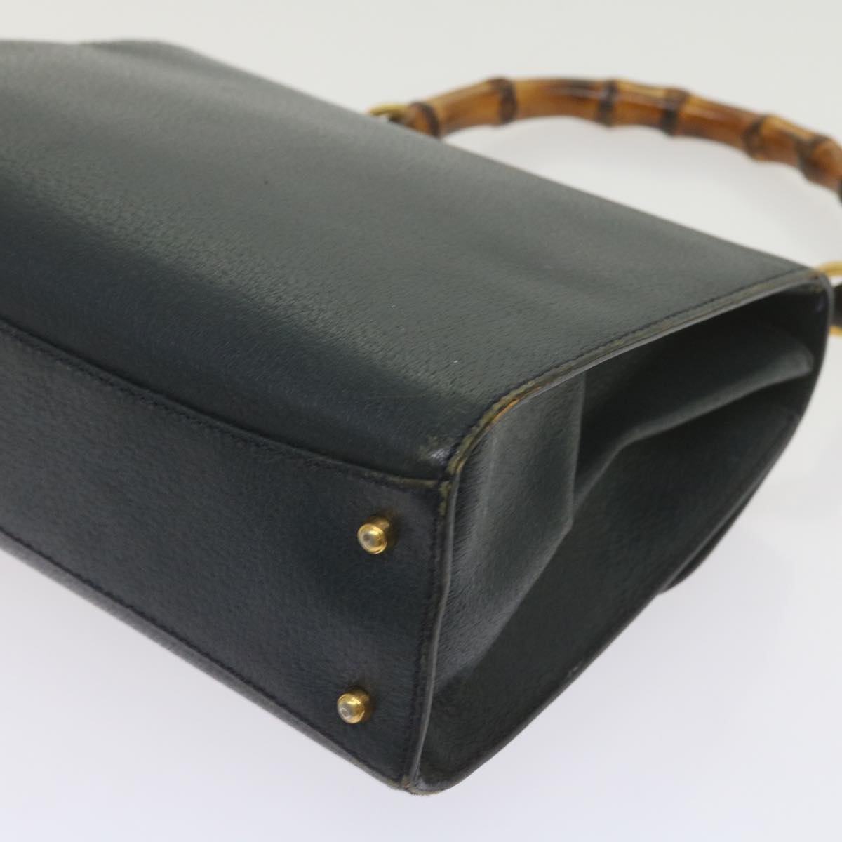 GUCCI Bamboo Hand Bag Leather Navy  60440