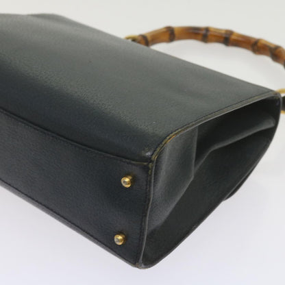 GUCCI Bamboo Hand Bag Leather Navy  60440