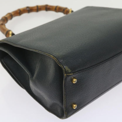 GUCCI Bamboo Hand Bag Leather Navy  60440