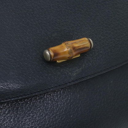 GUCCI Bamboo Hand Bag Leather Navy  60440