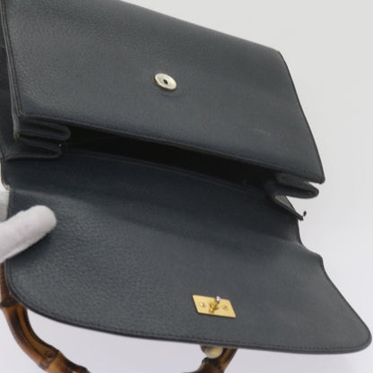 GUCCI Bamboo Hand Bag Leather Navy  60440