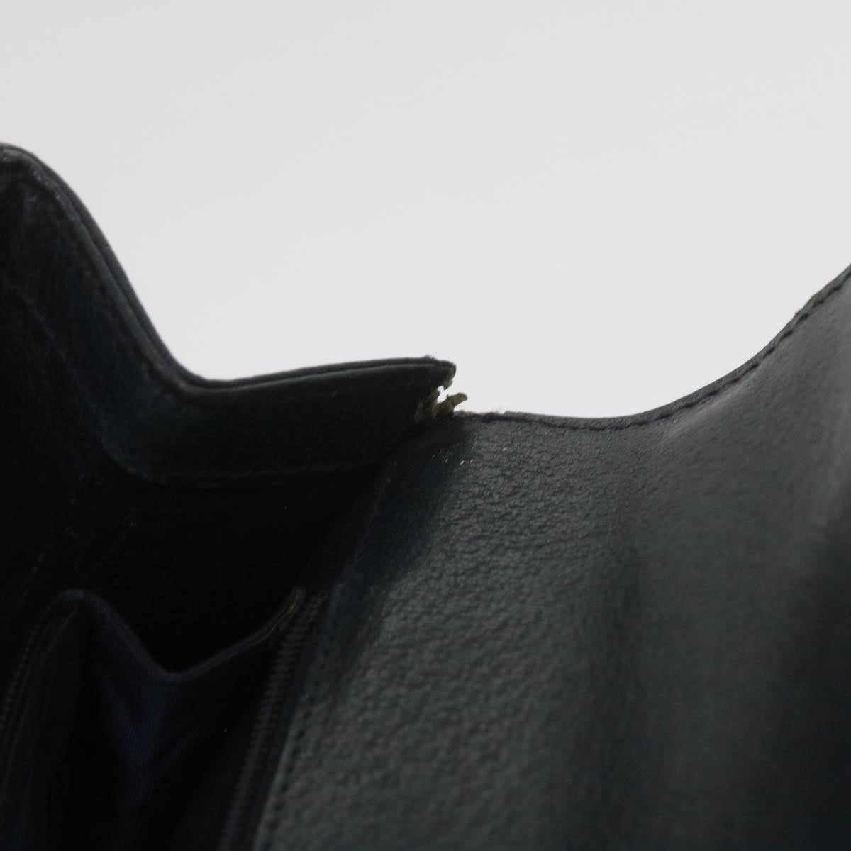 GUCCI Bamboo Hand Bag Leather Navy  60440