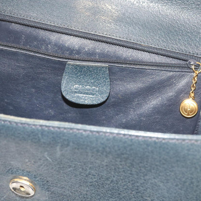 GUCCI Bamboo Hand Bag Leather Navy  60440