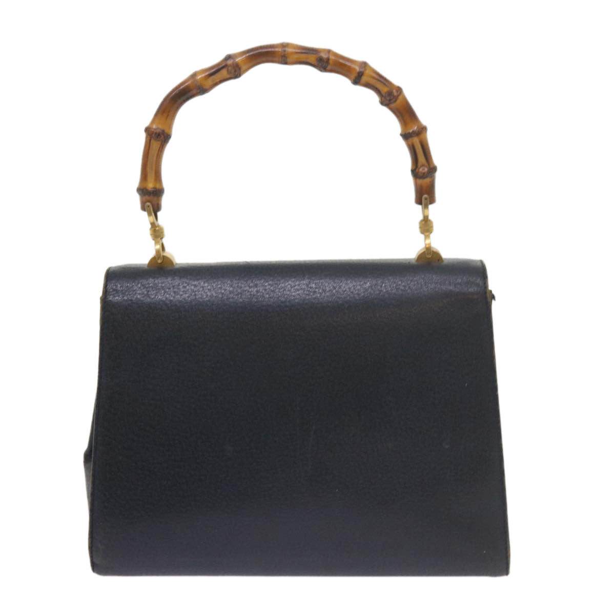 GUCCI Bamboo Hand Bag Leather Navy  60440
