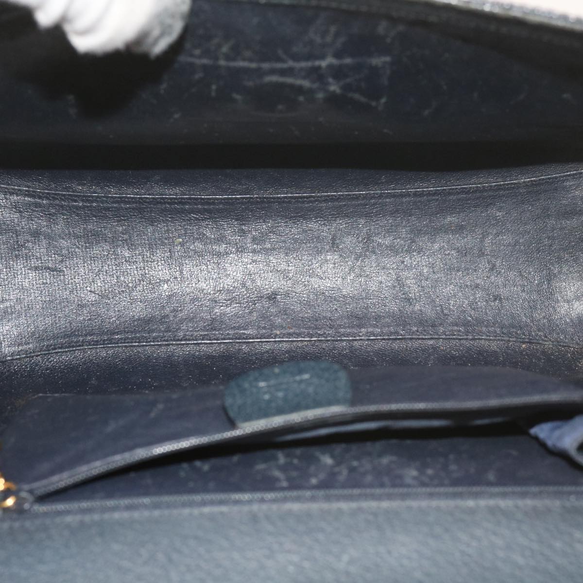 GUCCI Bamboo Hand Bag Leather Navy  60440