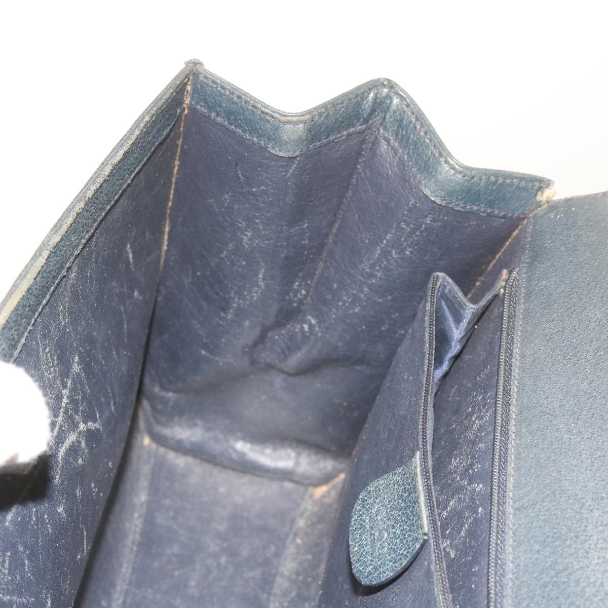 GUCCI Bamboo Hand Bag Leather Navy  60440