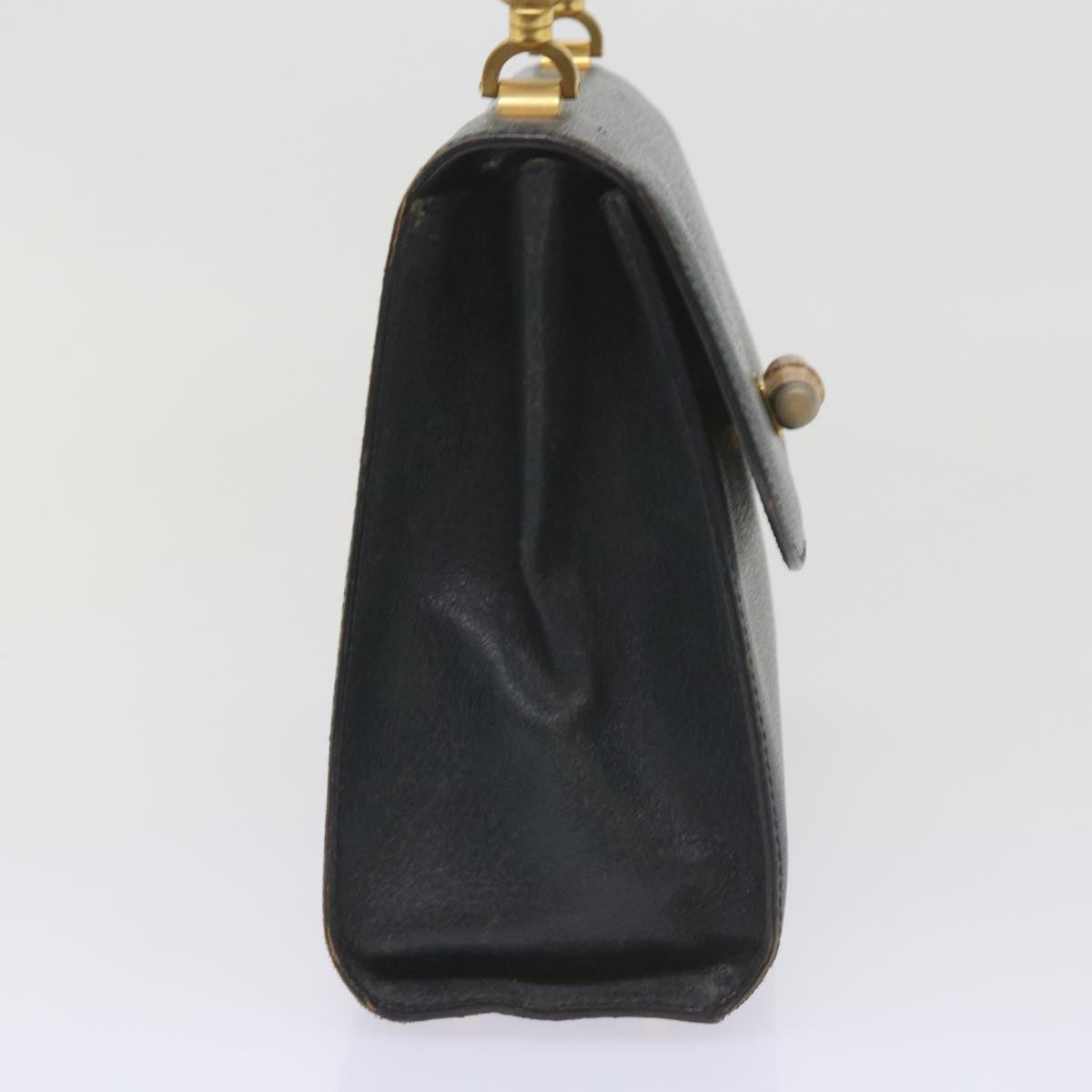 GUCCI Bamboo Hand Bag Leather Navy  60440