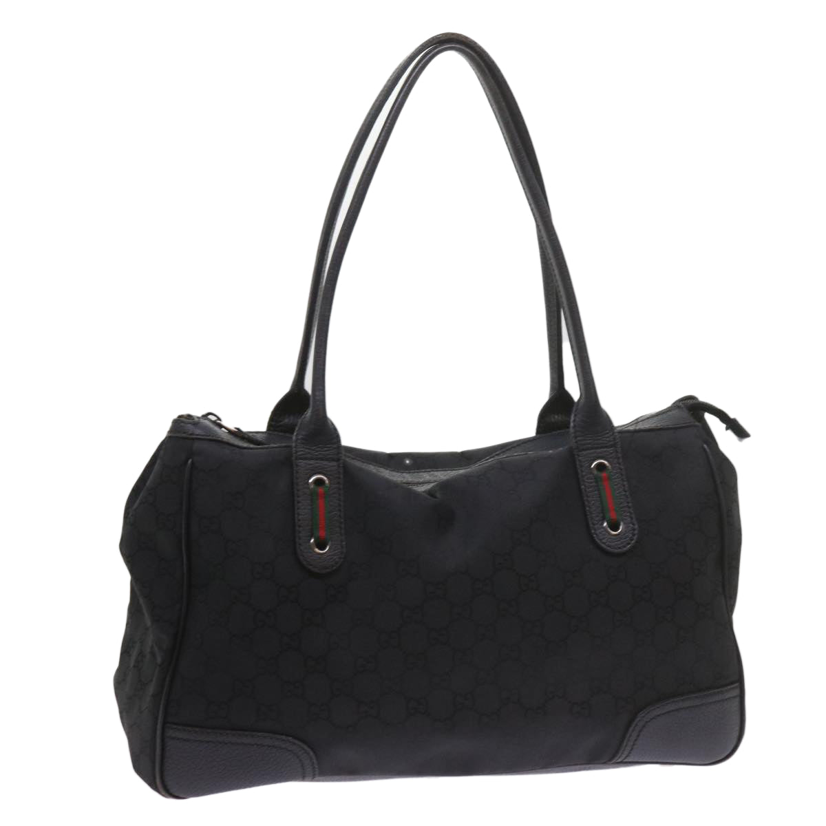 GUCCI GG Canvas Web Sherry Line Tote Bag Black Red Green 293599  60519