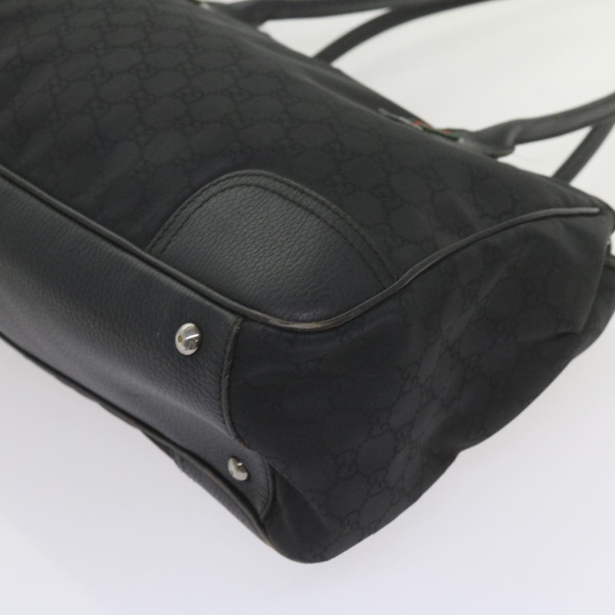 GUCCI GG Canvas Web Sherry Line Tote Bag Black Red Green 293599  60519