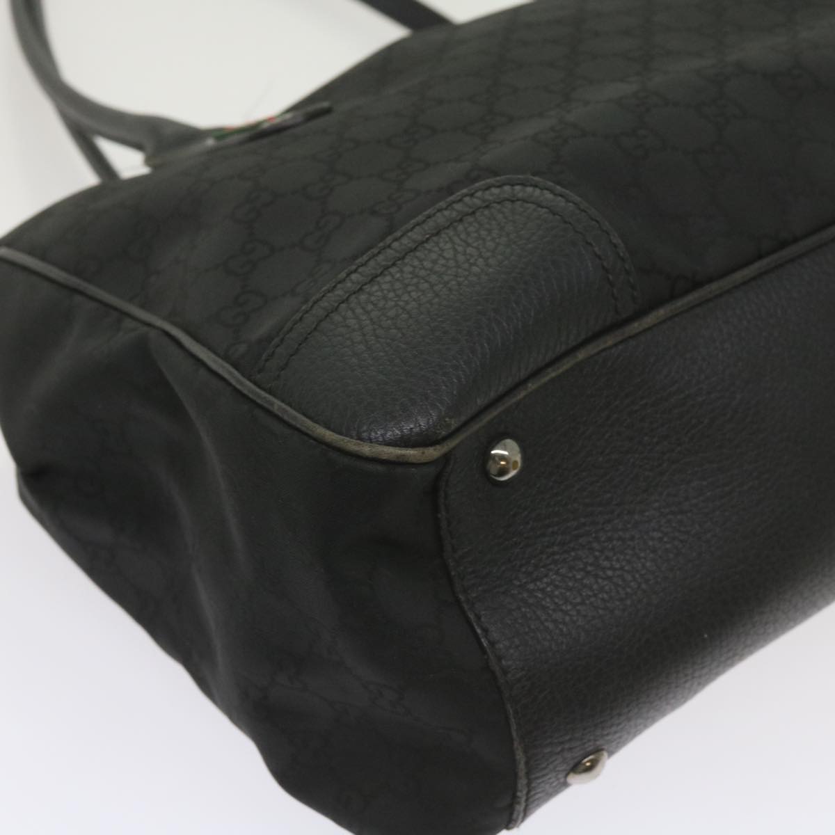 GUCCI GG Canvas Web Sherry Line Tote Bag Black Red Green 293599  60519