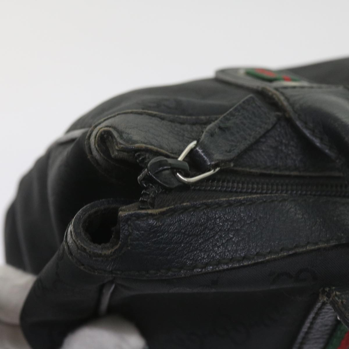 GUCCI GG Canvas Web Sherry Line Tote Bag Black Red Green 293599  60519