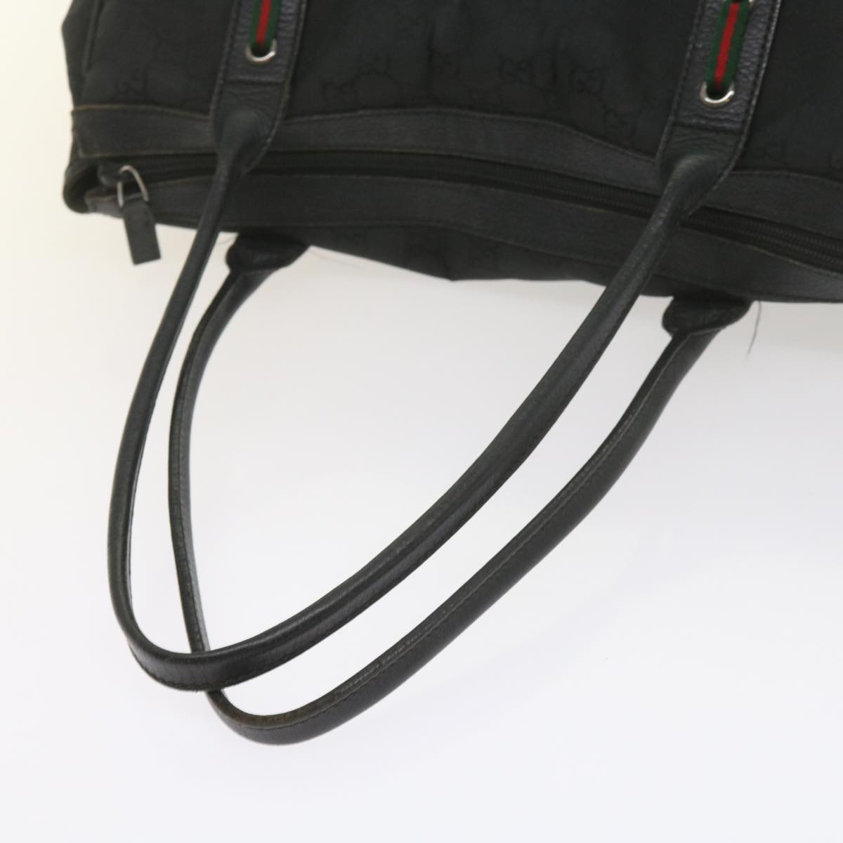 GUCCI GG Canvas Web Sherry Line Tote Bag Black Red Green 293599  60519