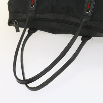 GUCCI GG Canvas Web Sherry Line Tote Bag Black Red Green 293599  60519