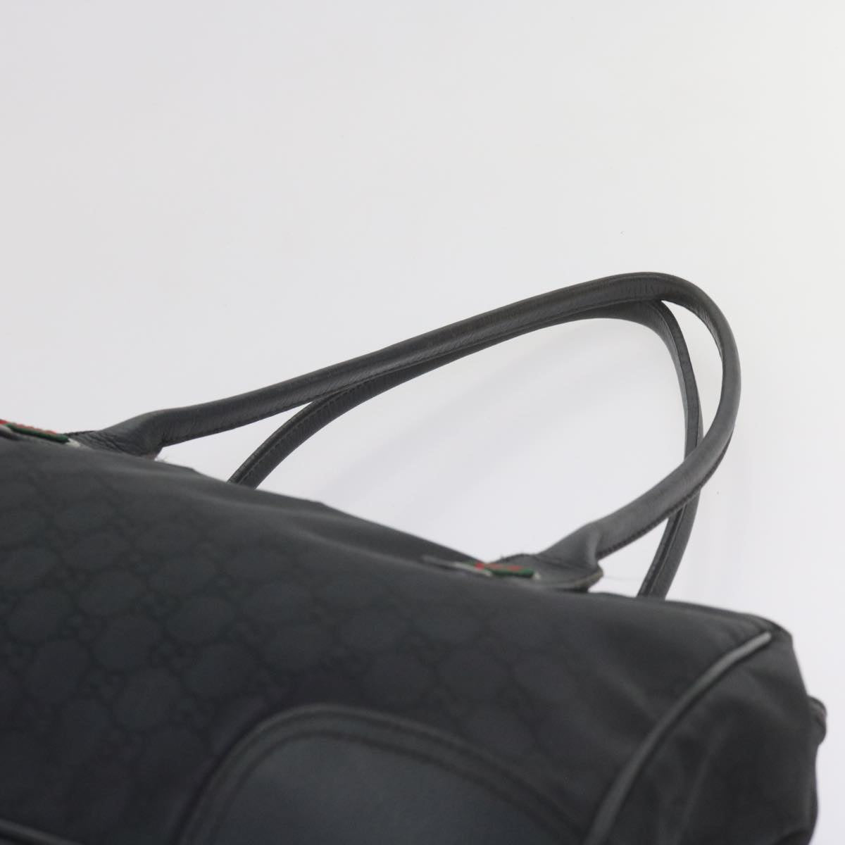 GUCCI GG Canvas Web Sherry Line Tote Bag Black Red Green 293599  60519
