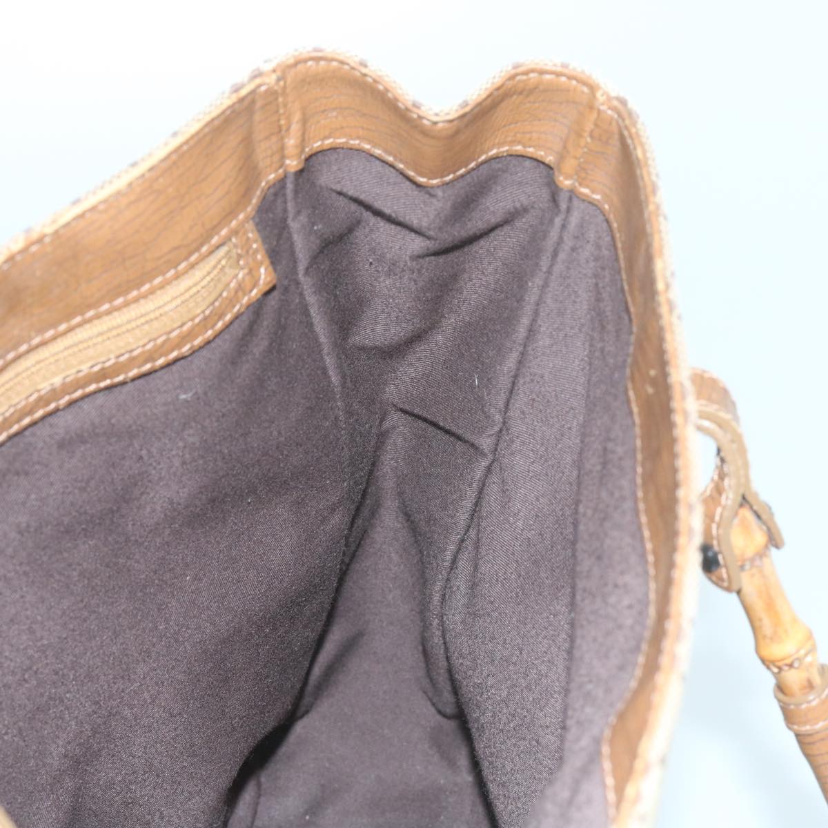 GUCCI GG Canvas Bamboo Tote Bag Beige 112530  60520