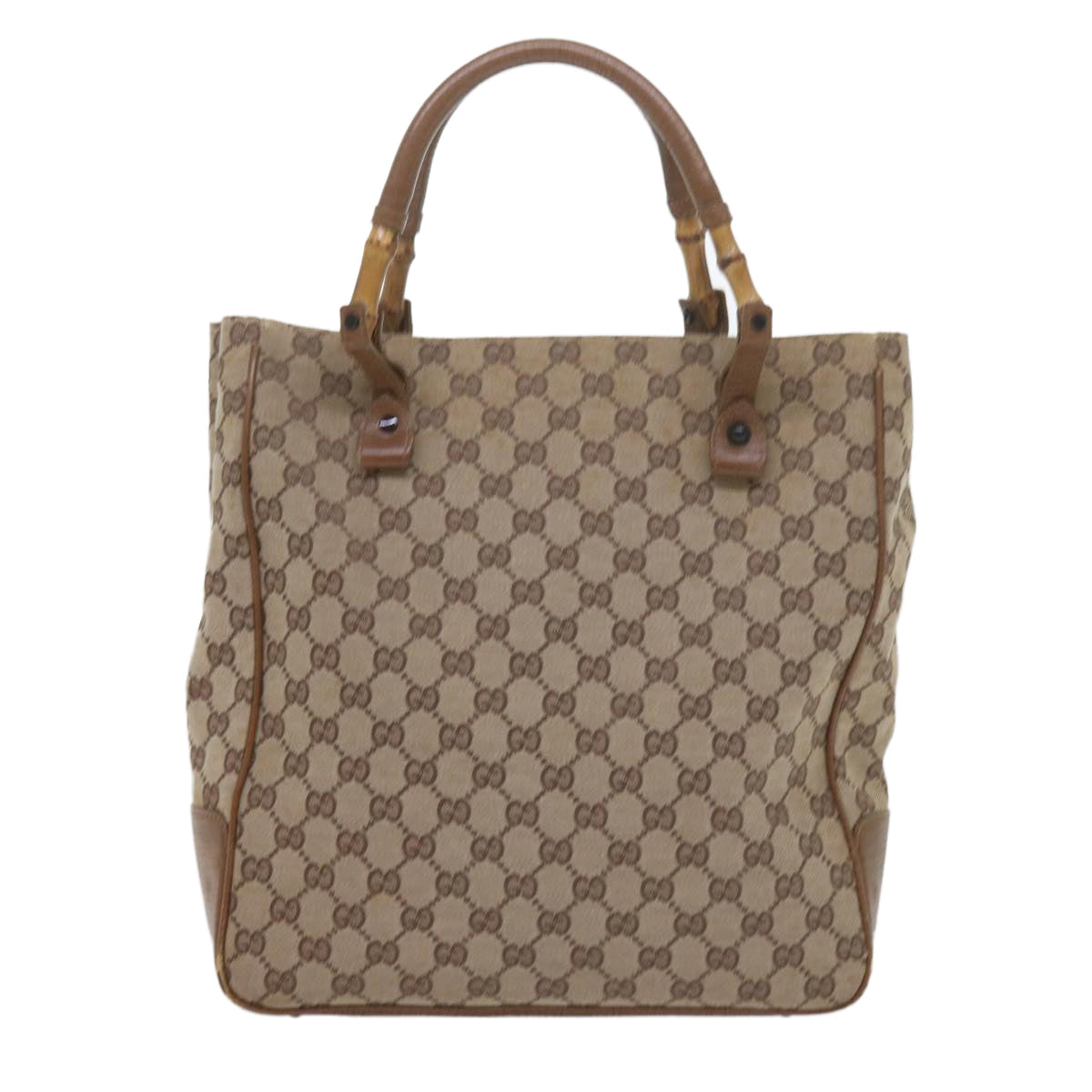 GUCCI GG Canvas Bamboo Tote Bag Beige 112530  60520