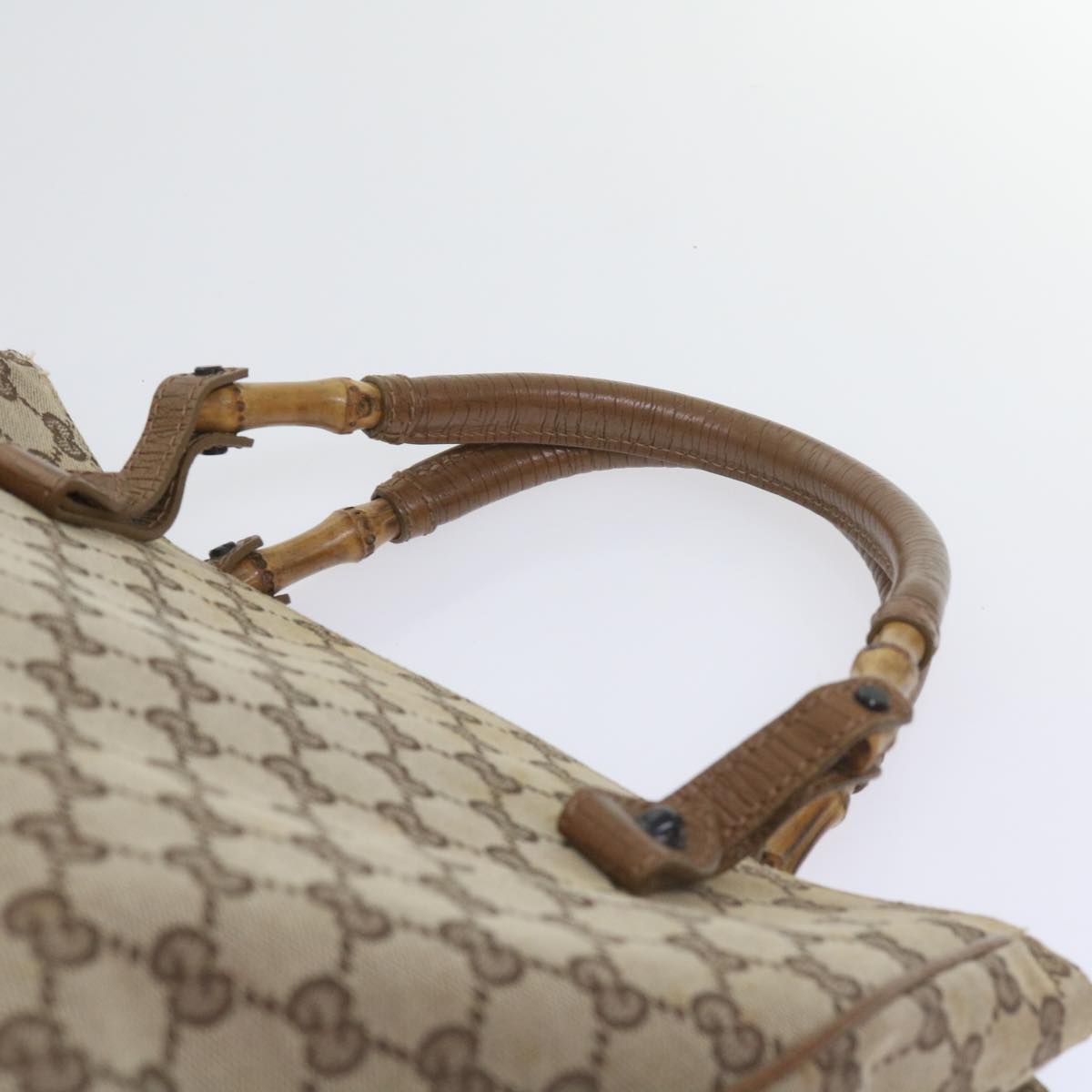 GUCCI GG Canvas Bamboo Tote Bag Beige 112530  60520