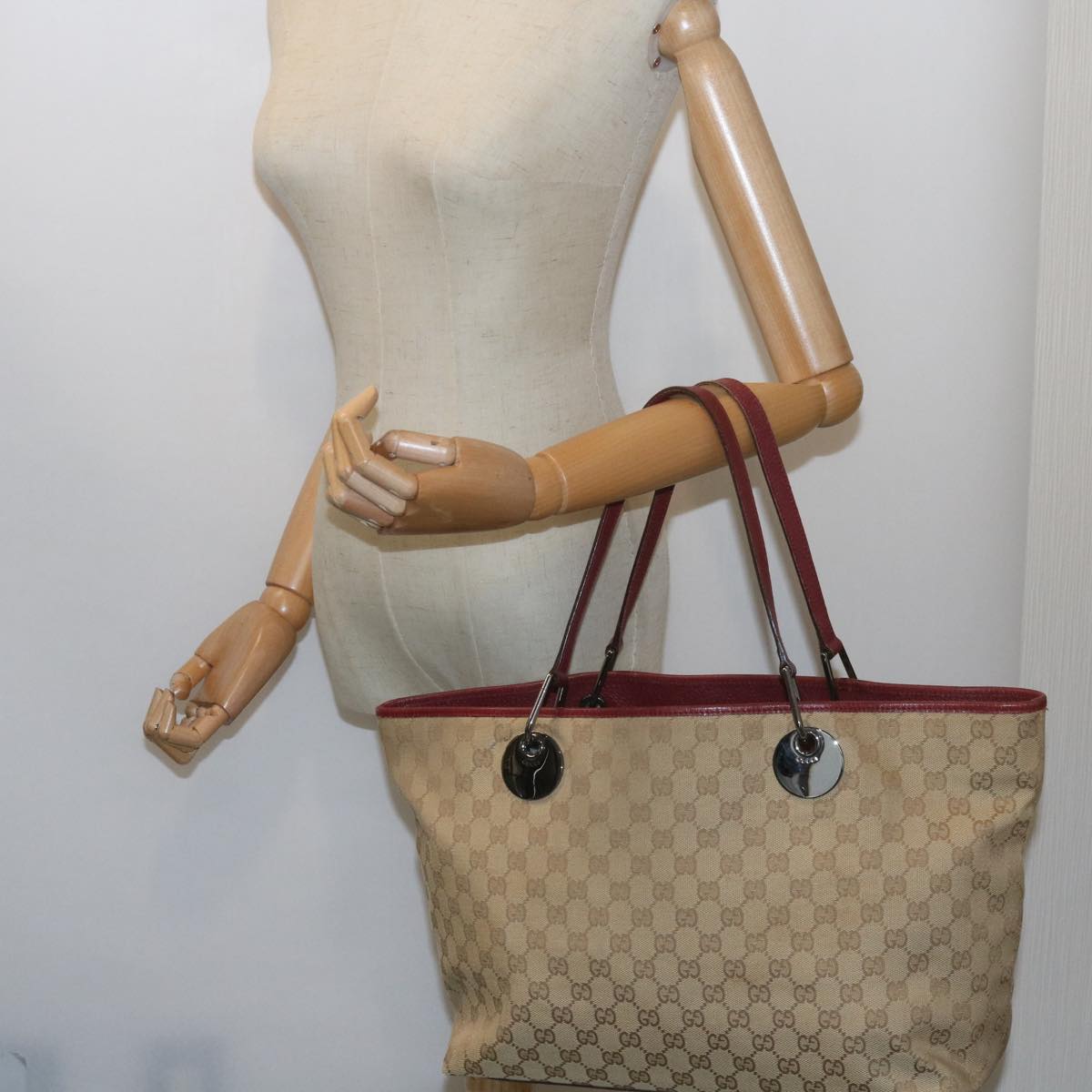 GUCCI GG Canvas Tote Bag Beige 120838  60521